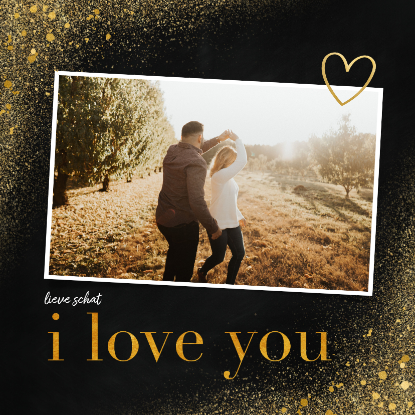 Valentijnskaarten - Valentijnskaart met foto en goudlook i love you