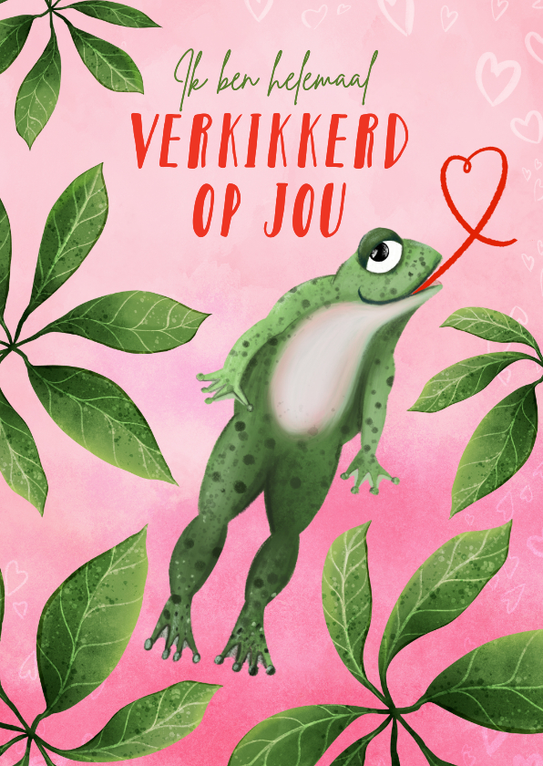 Valentijnskaarten - Valentijnskaart met verliefde kikker