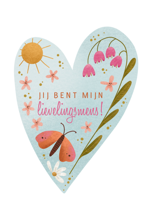 Valentijnskaarten - Valentijnskaart voor een vriendin met hart en bloemen