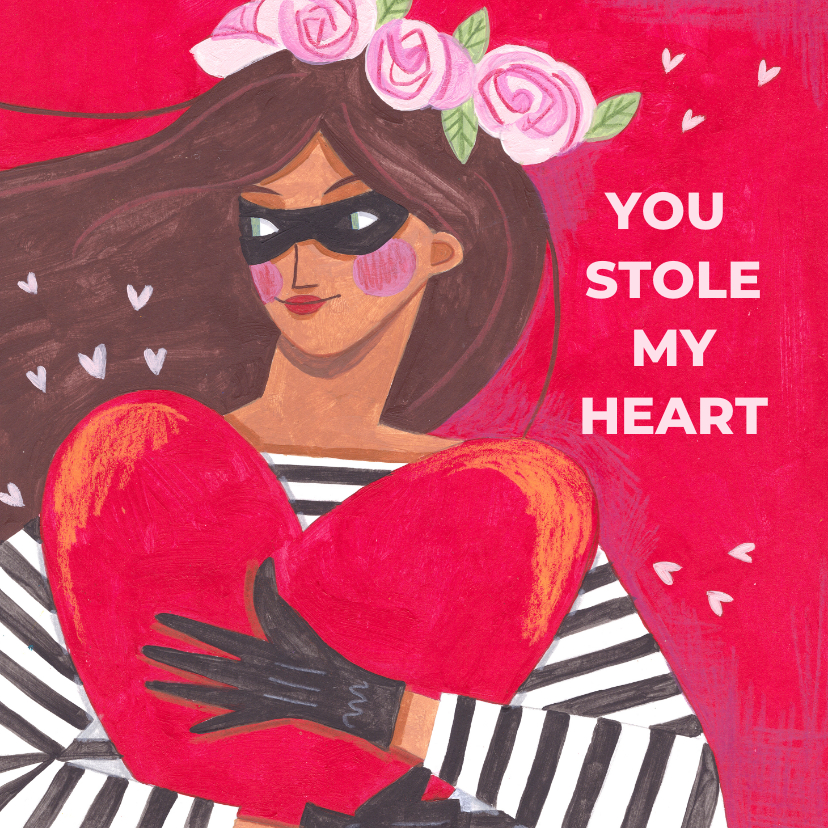 Valentijnskaarten - Valentijnskaart 'You Stole my Heart' illustratie