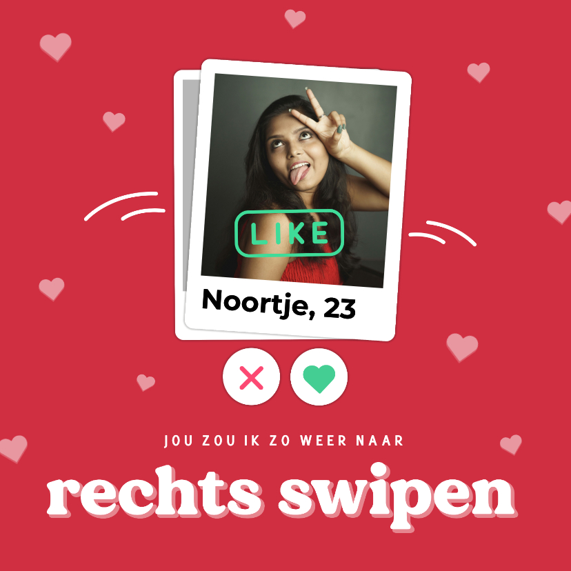 Valentijnskaarten - Valentijnskaartje naar rechts swipen met hartjes