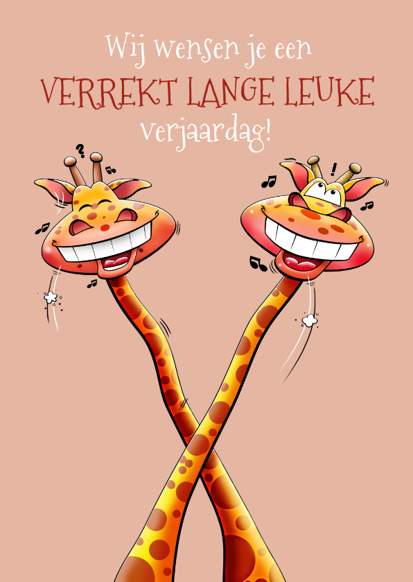 Verjaardagskaarten - Een verrekt grappige felicitatiekaart met twee giraffen