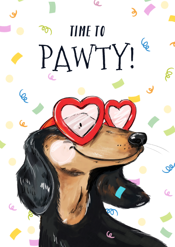 Verjaardagskaarten - Feestelijke verjaardagskaart met geïllustreerde hond