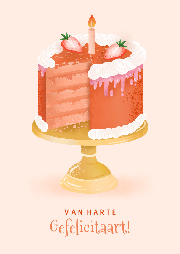 Verjaardagskaarten - Felicitatie kaart verjaardag met taart