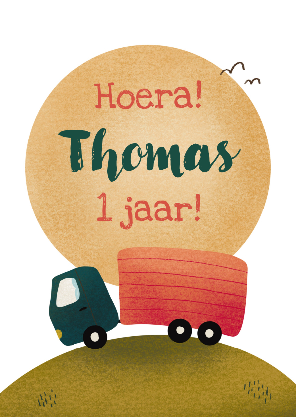 Verjaardagskaarten - Felicitatie verjaardag met vrachtwagen voor een kind