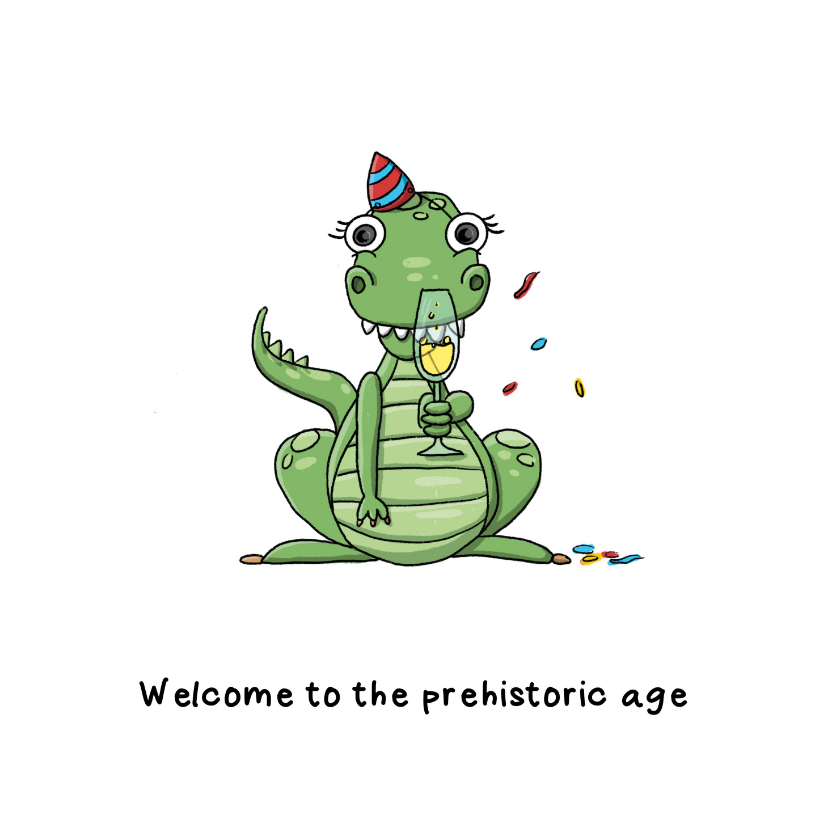 Verjaardagskaarten - Gefeliciteerd prehistoric age verjaardagskaart