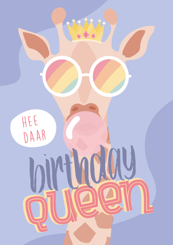 Verjaardagskaarten - Grappige verjaardag felicitatiekaart met giraffe