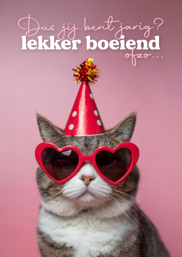 Verjaardagskaarten - Grappige verjaardagskaart met sarcastische kat met zonnebril