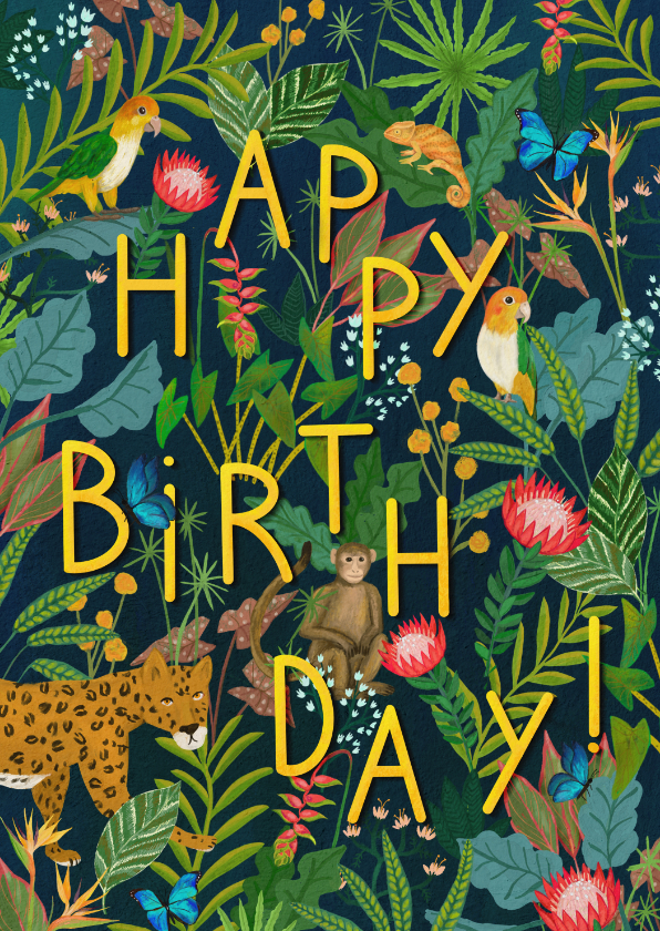Verjaardagskaarten - Happy Birthday! Jungle verjaardagskaart 