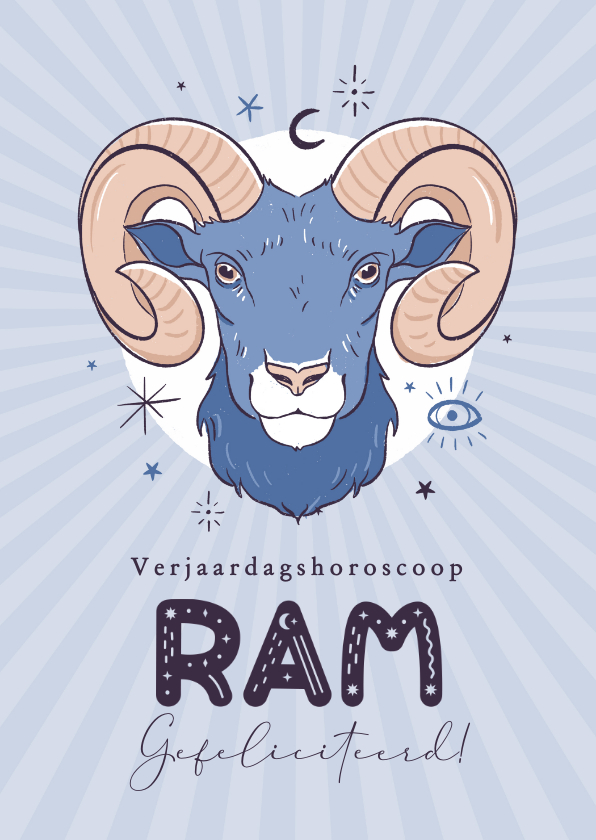 Verjaardagskaarten - Ram horoscoop verjaardagskaart spiritueel zodiac