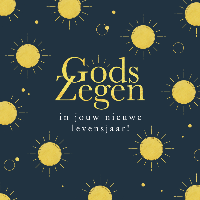 Verjaardagskaarten - Religiekaart christelijk zonnetjes Gods zegen