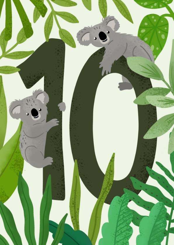 Verjaardagskaarten - Verjaardagskaart 10 jaar met koala's