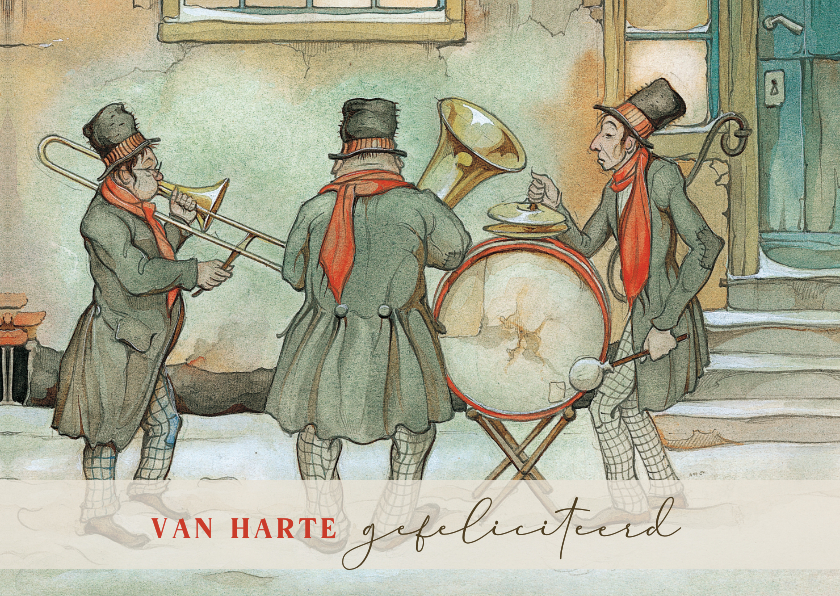 Verjaardagskaarten - Verjaardagskaart Anton Pieck fanfare