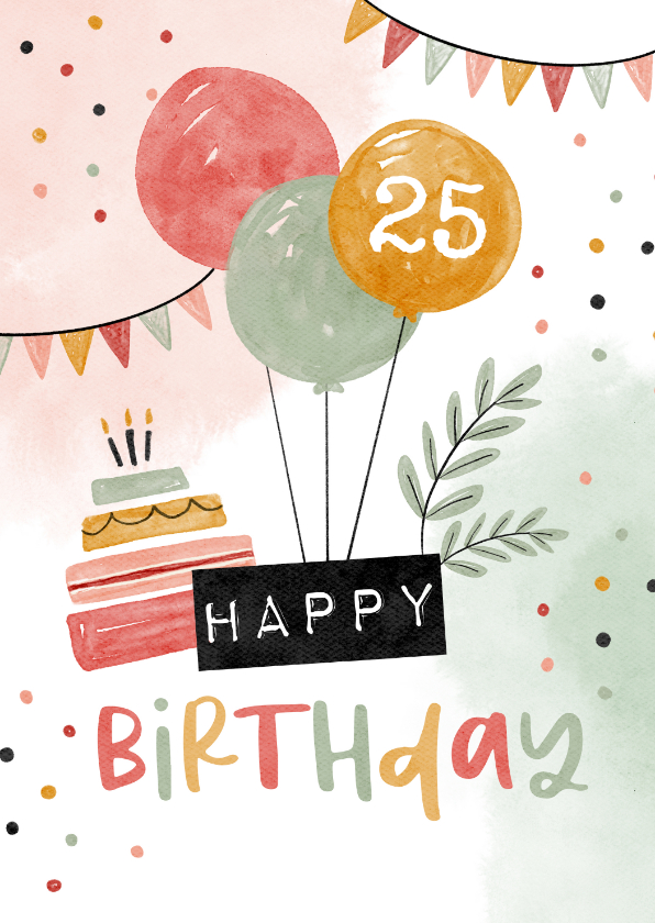 fictie meest Schrijfmachine Verjaardagskaart ballonnen happy birthday | Kaartje2go