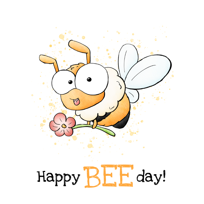 Verjaardagskaarten - Verjaardagskaart bij happy Bee-day