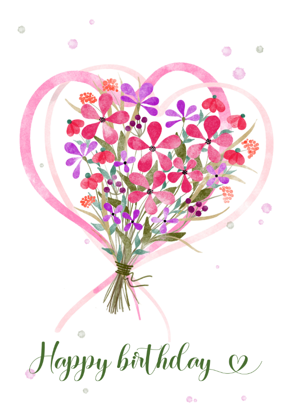 bal Productiviteit hobby Verjaardagskaart boeket bloemen met harten | Kaartje2go
