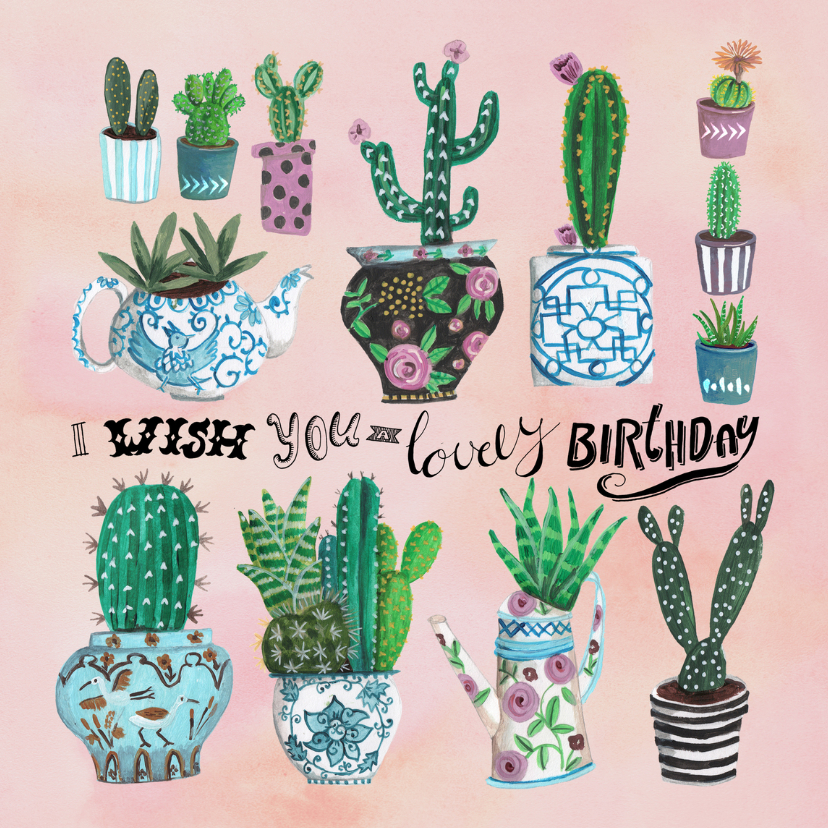 Verjaardagskaarten - Verjaardagskaart cactus Birthday