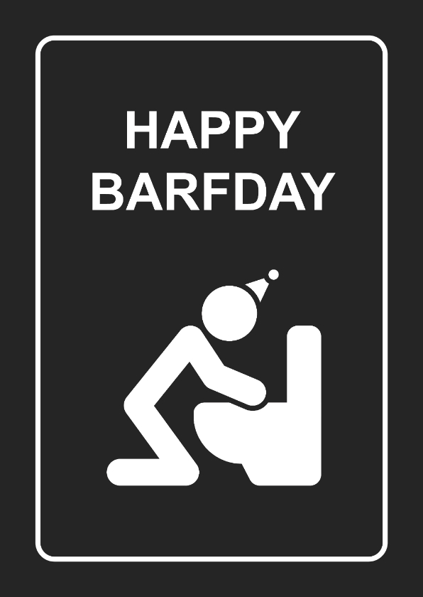 Verjaardagskaarten - Verjaardagskaart happy barfday pictogram stijl