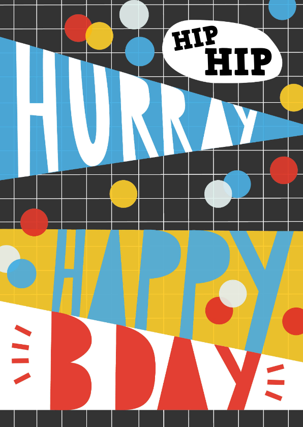 Verjaardagskaarten - Verjaardagskaart Happy bday typografie