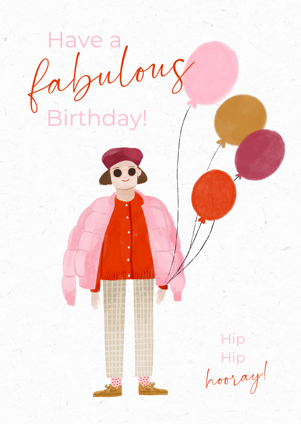 Verjaardagskaarten - Verjaardagskaart hip fabulous birthday ballonnen roze