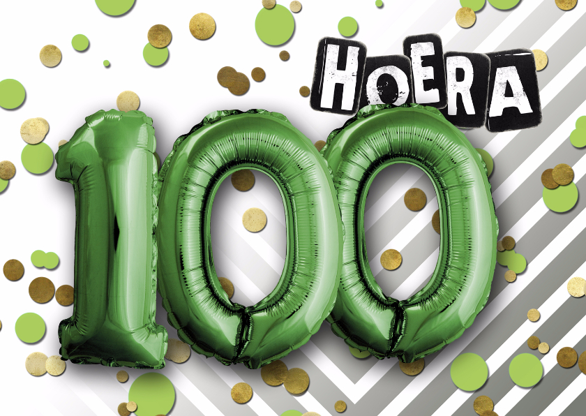 Verjaardagskaarten - Verjaardagskaart hoera ballon 100