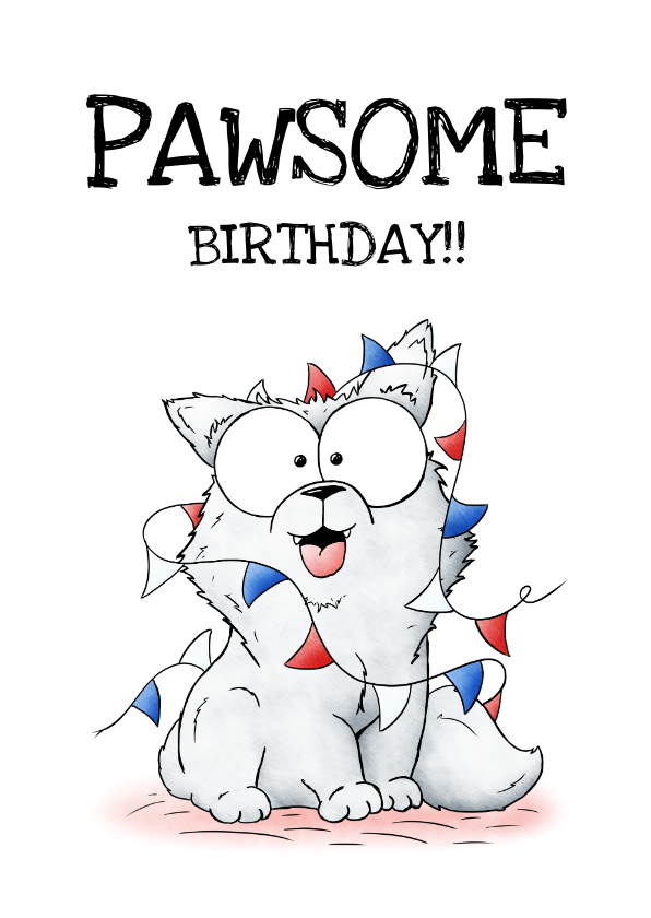 Verjaardagskaarten - Verjaardagskaart hond pawsome Birthday