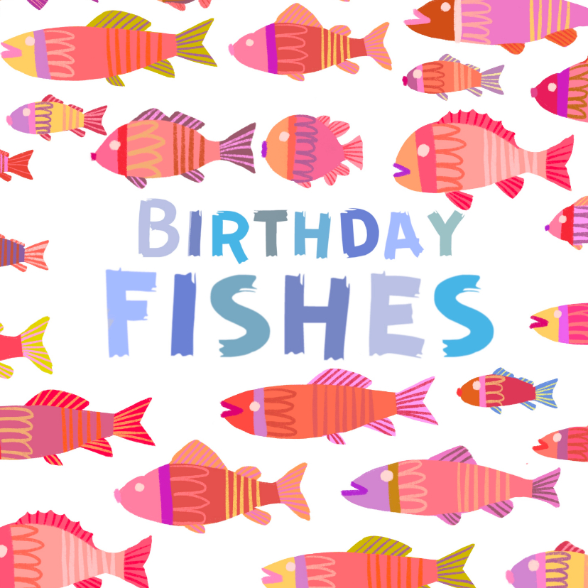 Verjaardagskaarten - Verjaardagskaart kleurrijke birthday fishes