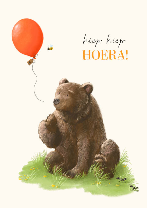 Verjaardagskaarten - Verjaardagskaart lieve beer met ballon