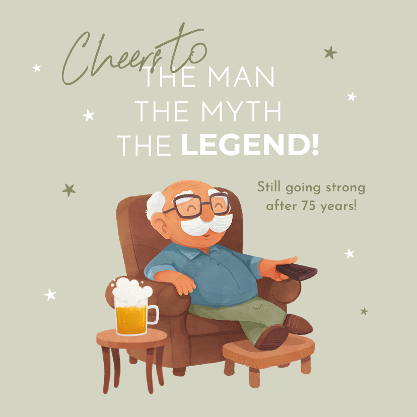 Verjaardagskaarten - Verjaardagskaart man humor oud legend cheers bier