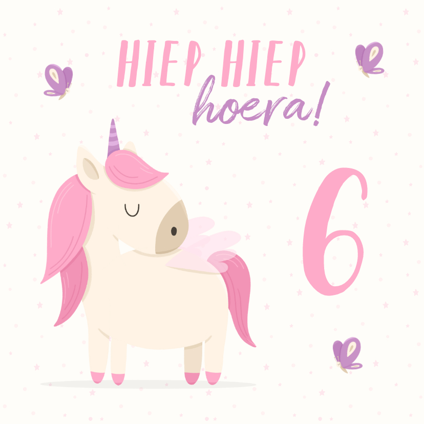 dividend Verborgen bunker Verjaardagskaart meisje met unicorn en vlinders | Kaartje2go