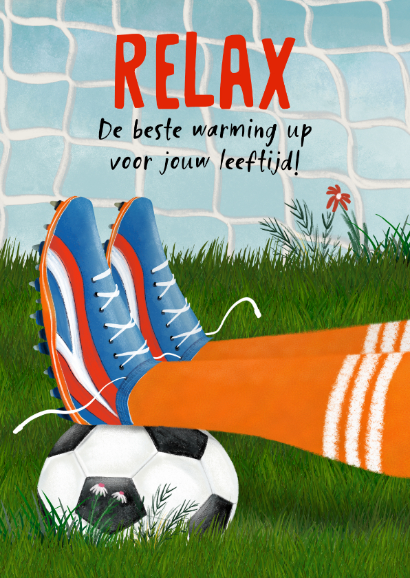 Verjaardagskaarten - Verjaardagskaart met benen en voetbalschoenen