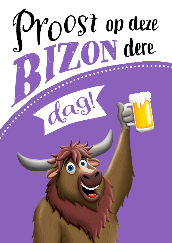 Verjaardagskaarten - Verjaardagskaart met bizon