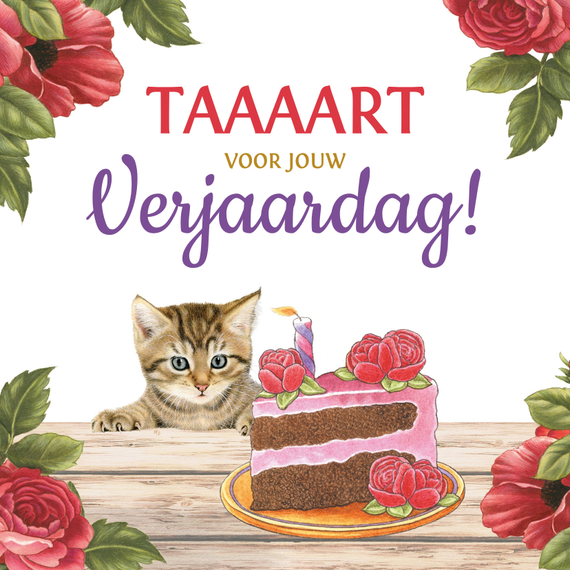 Getalenteerd hybride heilige Verjaardagskaart met kitten taart voor je | Kaartje2go
