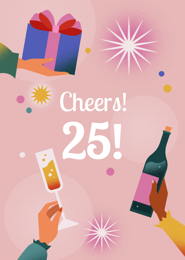Verjaardagskaarten - Verjaardagskaart met leeftijd en champagne