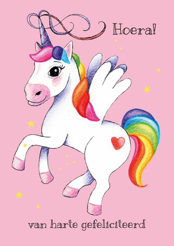 Verjaardagskaarten - Verjaardagskaart met magische unicorn