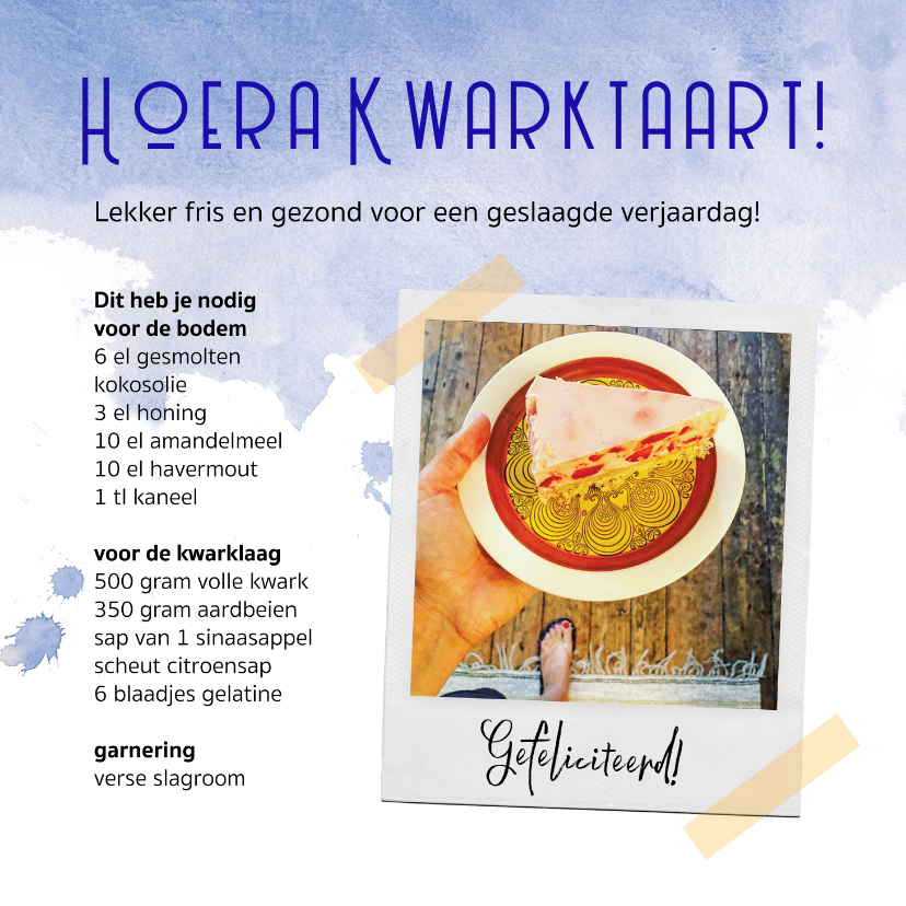 Verjaardagskaarten - Verjaardagskaart met recept taart