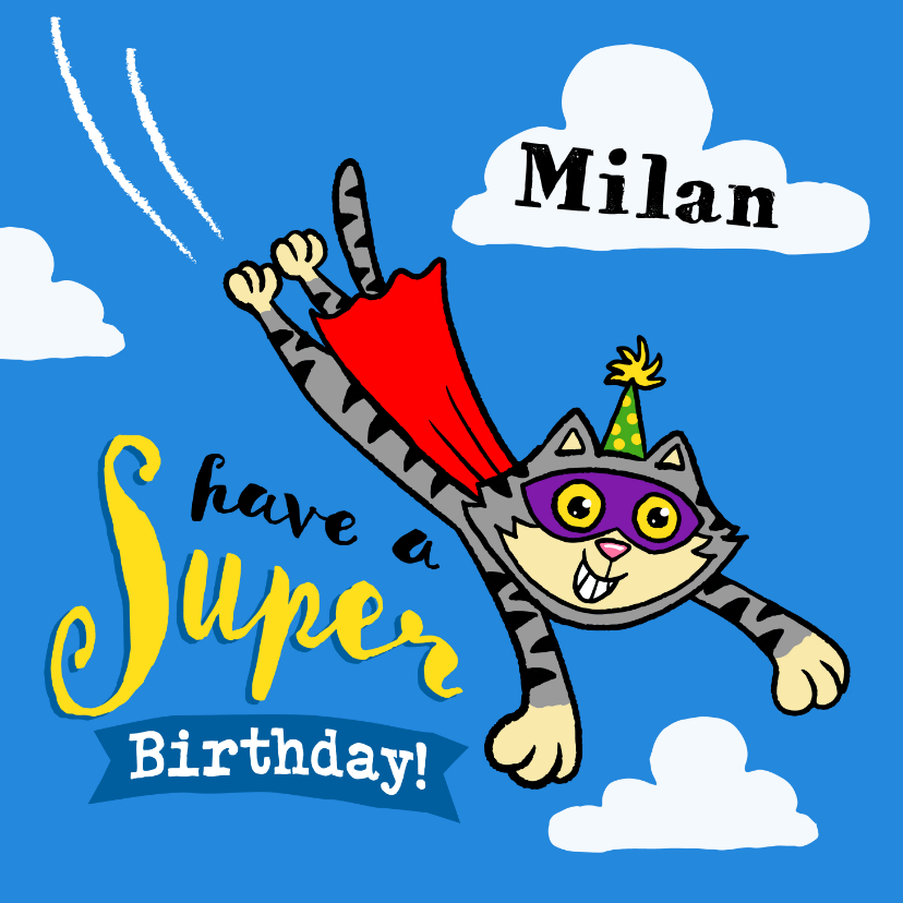 Verjaardagskaarten - Verjaardagskaart met Superkat!