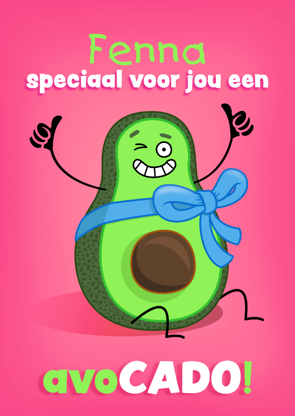 Verjaardagskaarten - Verjaardagskaart met vrolijke avocado