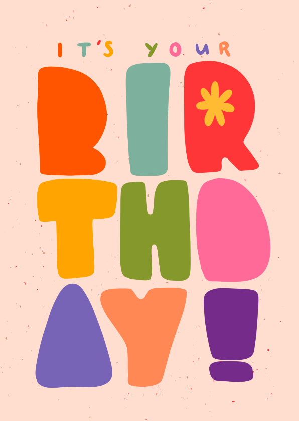 Verjaardagskaarten - Verjaardagskaart regenboog letters it's your birthday