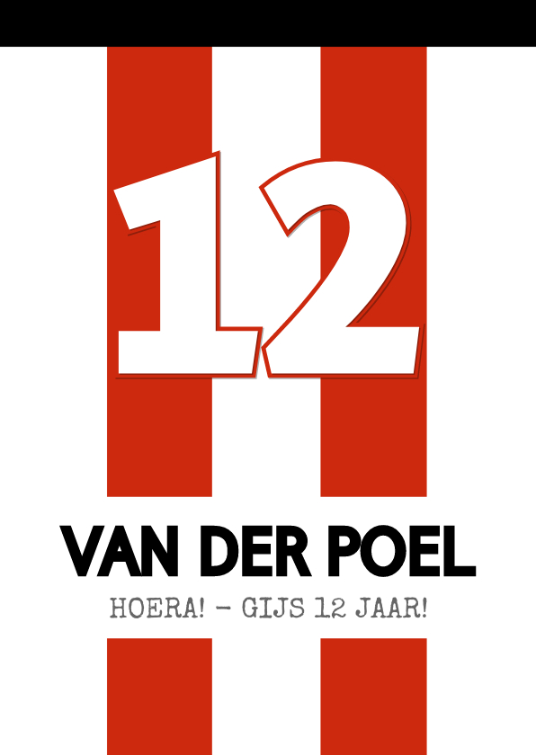 Verjaardagskaarten - Verjaardagskaart rugnummer voetbal met leeftijd - Eindhoven