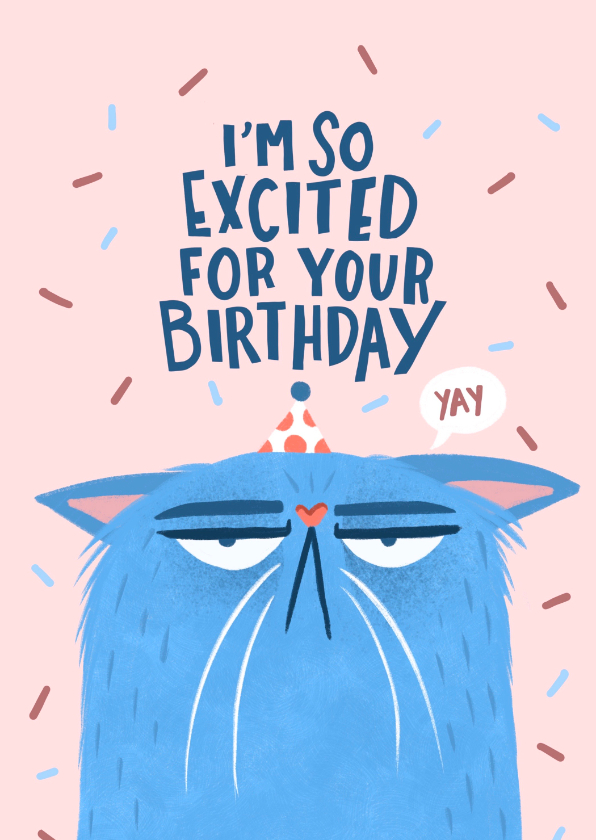 Verjaardagskaarten - Verjaardagskaart sarcastische grumpy kat