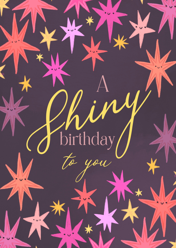 Verjaardagskaarten - Verjaardagskaart shiny birthday sterren