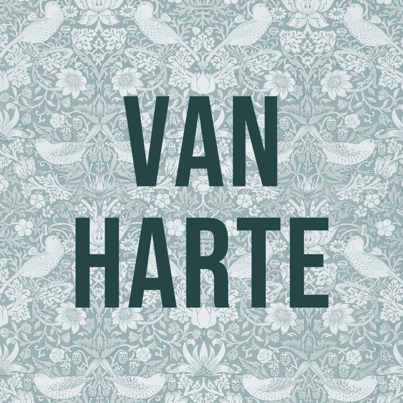 Verjaardagskaarten -  Verjaardagskaart vintage patroon blauw van harte