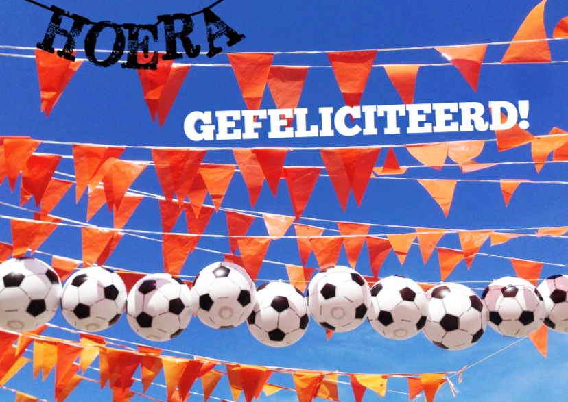 supermarkt Betrouwbaar Onbekwaamheid Verjaardagskaart voetbal ballonnen en oranje | Kaartje2go