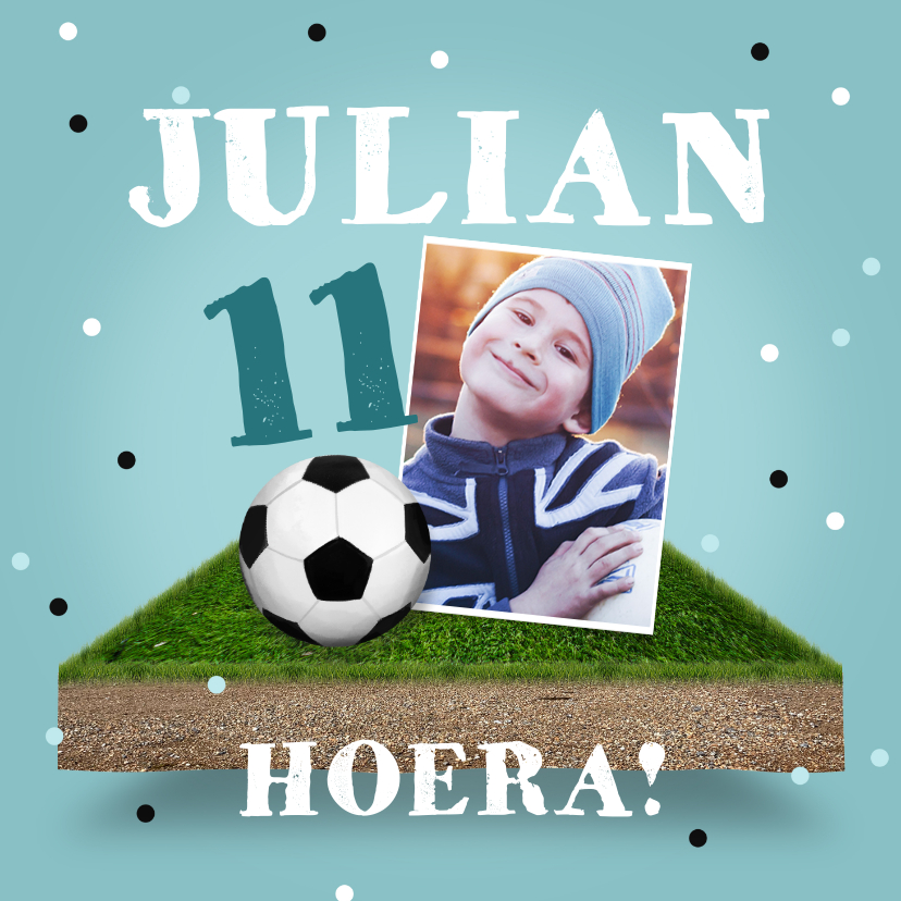 Verjaardagskaarten - Verjaardagskaart voetbal stoer jongen confetti bal
