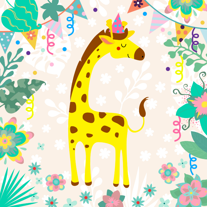 Prijs metriek nooit Verjaardagskaart voor kind met vrolijke giraf | Kaartje2go