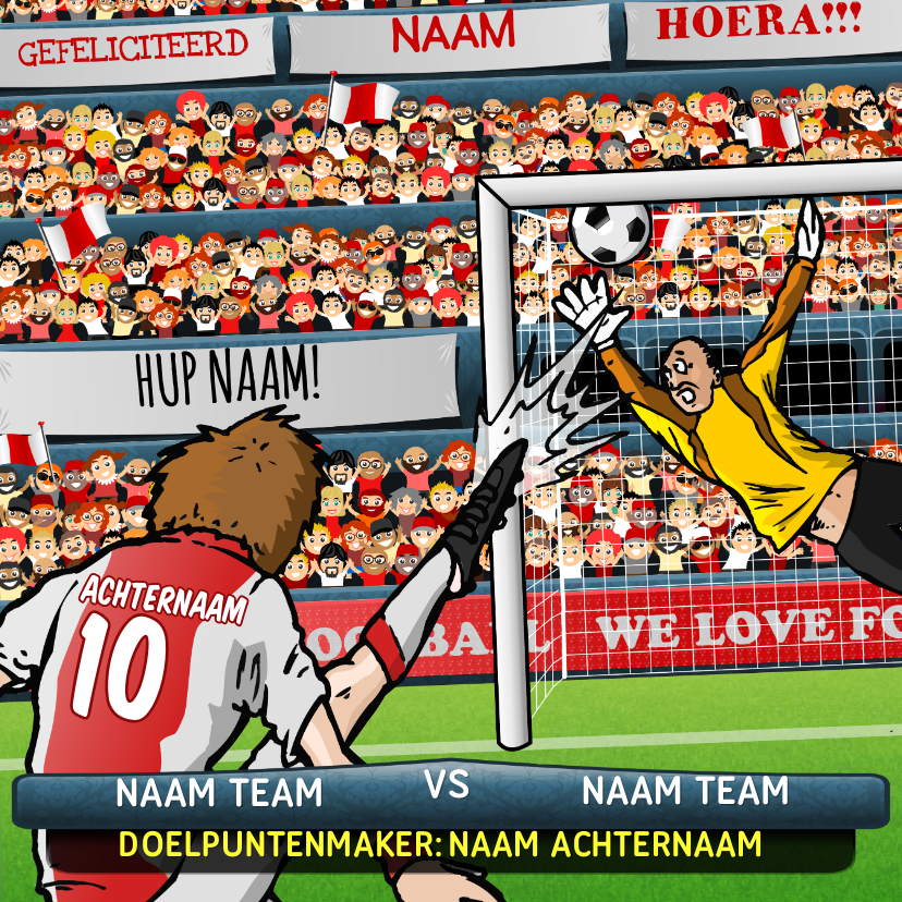 Koe statisch Pas op Voetbal Kaart in Amsterdamse kleuren | Kaartje2go