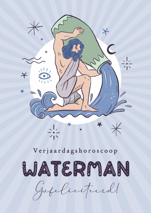 Verjaardagskaarten - Waterman horoscoop verjaardagskaart spiritueel zodiac