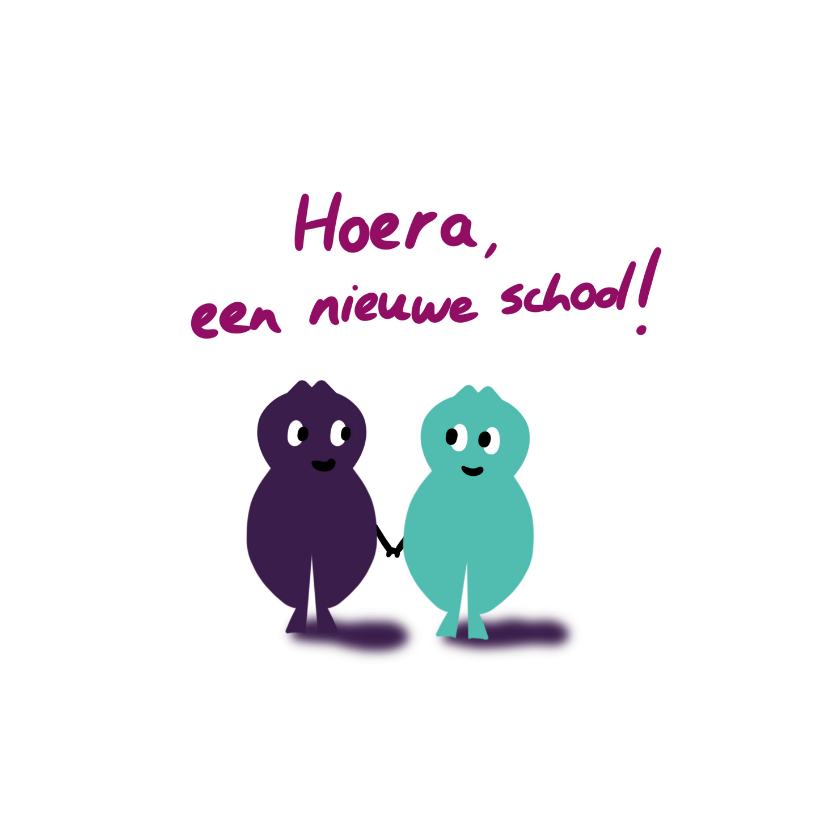 Wenskaarten - Felicitatiekaart Hoera een nieuwe school iQ+