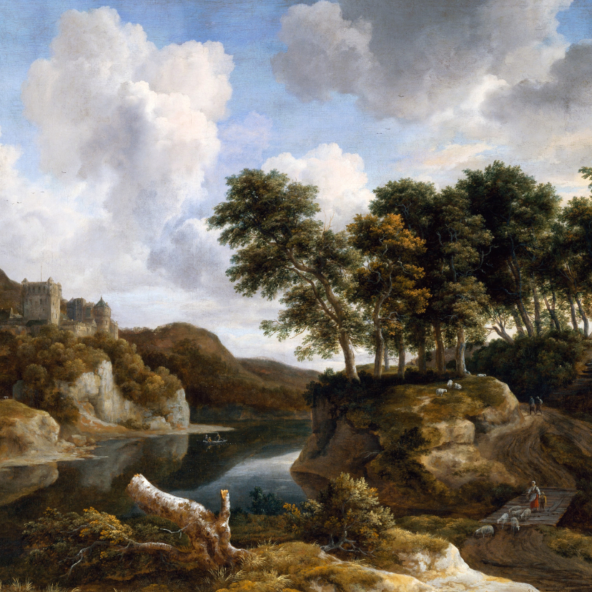 Wenskaarten - Jacob van Ruisdael. Rivierlandschap